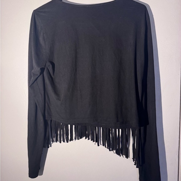 Forever 21 Black Fringe Long Sleeve Tee - Picture 3 of 3